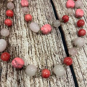 Elegant Pink Dark Beaded Necklace